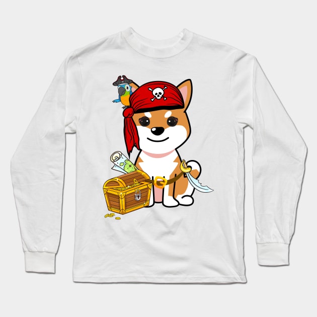 Cute orange dog is a pirate Long Sleeve T-Shirt by Pet Station